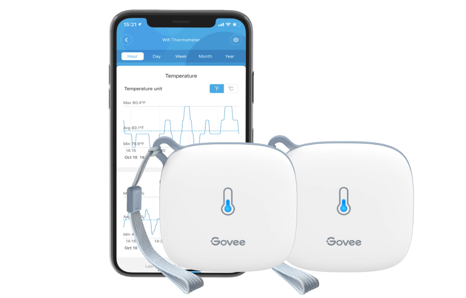 Govee WiFi Temperature Sensor H5179, Smart Hygrometer Thermometer with App Notification, 2 Years Data Storage Export, Remote Monitor for Room Greenhouse Incubator Wine Cellar, 2 Pack 