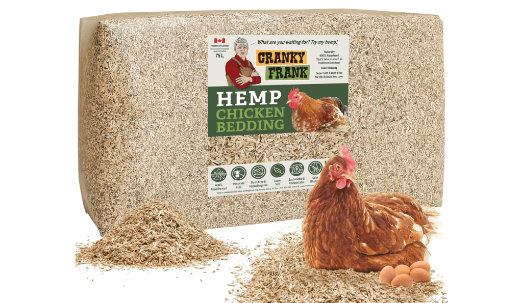 Cranky Frank Hemp Chicken Bedding 115 Usable Liters, 30 LB - All Natural, Dust-Free, Odor-Controlled Coop Bedding for Chickens and Pets - Super Absorbent, Low Waste & Eco-Friendly

