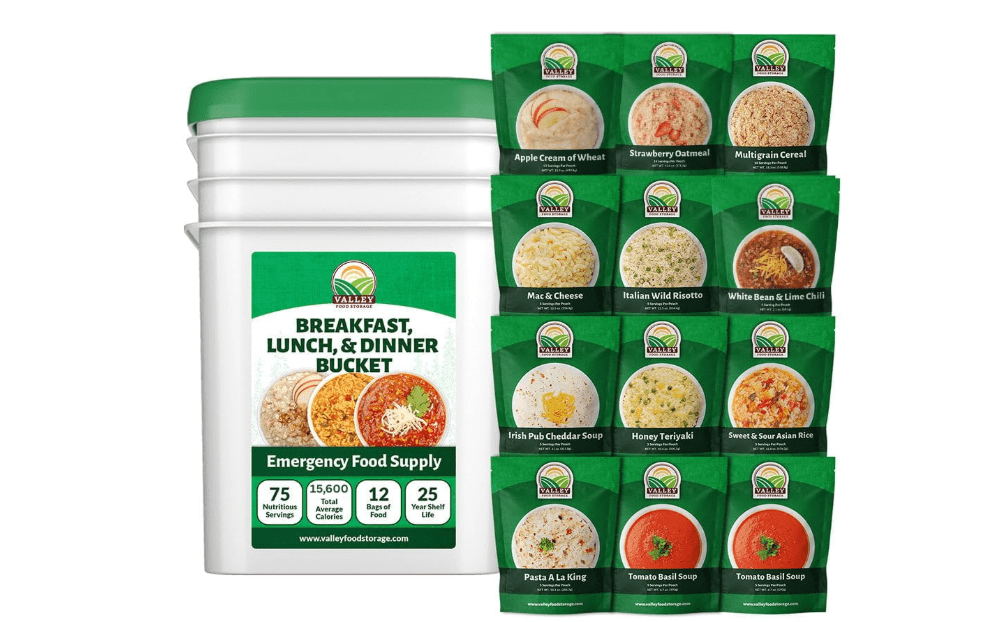 80 Serving Breakfast, Lunch & Dinner Bucket | Premium Emergency Food Supply | Survival Food 25 Year Shelf Life | Camping Food, Backpacking Meals, Prepper Supplies | Valley Food Storage Packaged in USA
