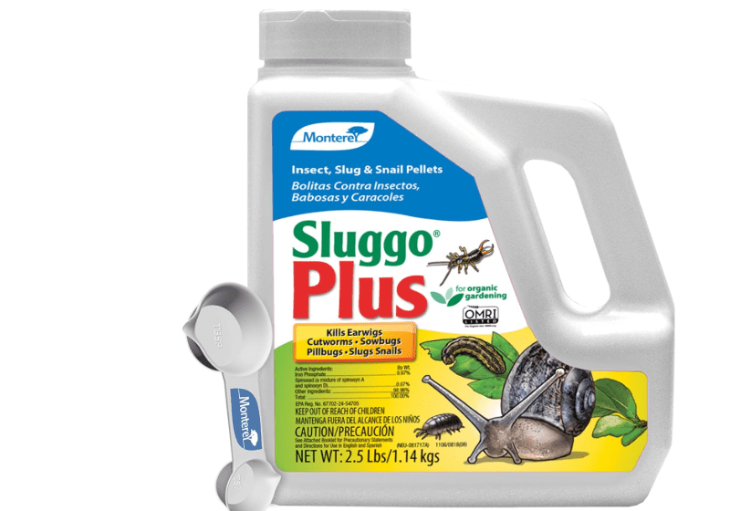 Monterey Sluggo Plus Bundled with Measuring Spoon - Snail & Slug Killer, Plus Controls Other Insects, OMRI Listed for Organic Gardening - 2.5 lb jug

