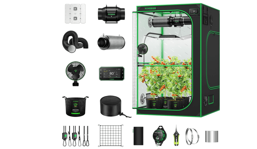 VIVOSUN Smart Plus Grow Tent Kit 4×4 Complete Smart Grow System WiFi-Integrated Automatic Control GrowHub E42A+, 2-in-1 Tunable Spectrum LED Grow Light, 360° Ventilation & Circulation Control System
