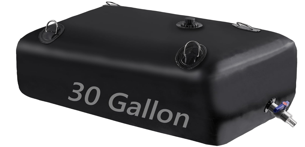 Rodelna Foldable Portable Water Tank - 30 GAL Large Water Storage with 3/4" PVC Spigot and Hose Kit for Camping, Garden, Emergency Use
