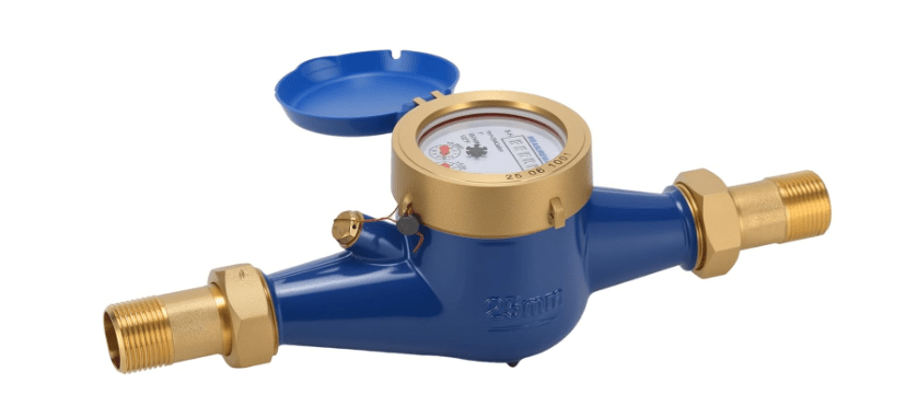 MEASUREMAN 1" Durable Multi-Jet Cubic Water Meter Lead-Free Brass Non-Pulsed Output for Home Water Systems
