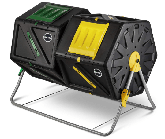 Miracle-Gro Large Dual Chamber Compost Tumbler – Easy-Turn, Fast-Working System – All-Season, Heavy-Duty, High Volume Composter with 2 Sliding Doors - (2 – 27.7gallon /105 Liter)