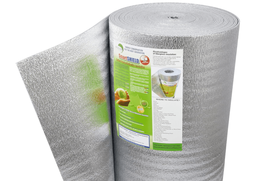SmartSHIELD -5mm 16''X50ft R17 Reflective Insulation Roll, Foam Core Radiant Barrier, Thermal Insulation - FOIL / FOIL
