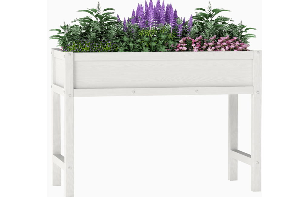 Raised Garden Beds Outdoor with Legs,Outdoor Planter Box,Non-Cracking,Rust Resistantand Rot-Resistant for Vegetable Garden for Backyard, Patio, Balcony Outdoors/Indoors White
