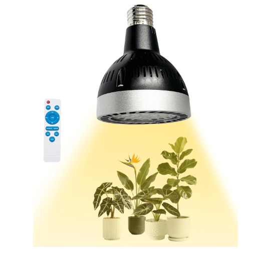 Dimmable Grow Light Bulb, Full Spectrum with Remote Control, Auto On Off Timing 4 8 12 Hrs, 20W PAR30 (150 Watt Equiv) Grow Lamp with Optical Lens for High PPFD, Energy Saving for Indoor Plants