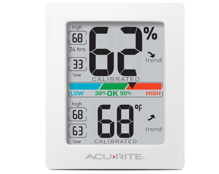 AcuRite Humidity Meter Hygrometer and Indoor Digital Thermometer with Temperature Gauge and Humidity Gauge, Room Thermometer Comfort Scale, 3 x 2.5 Inches, White (01083M)
