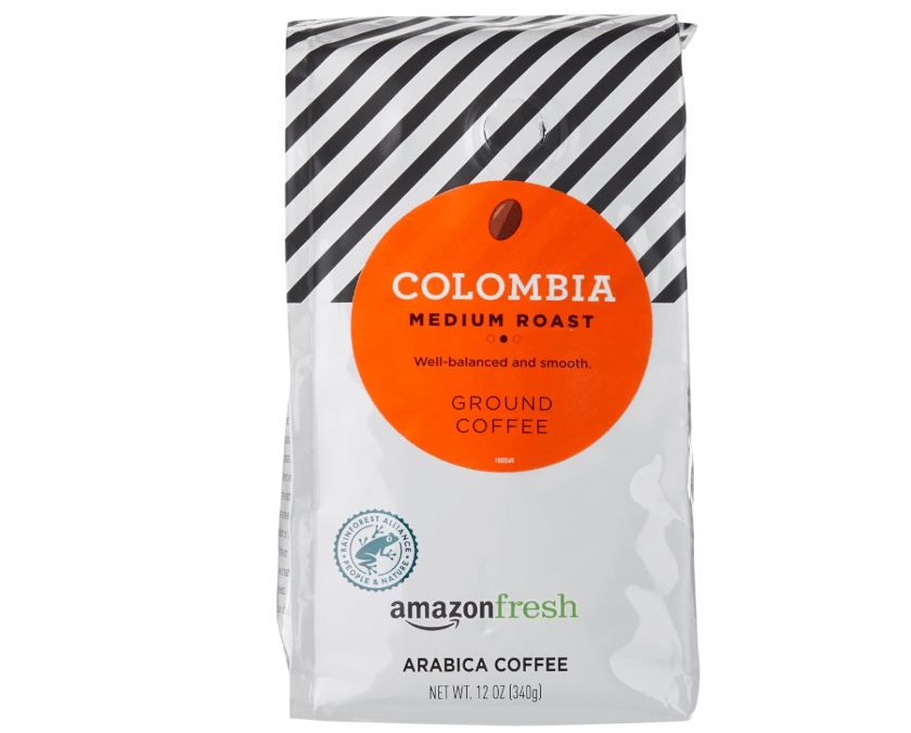Amazon Fresh Colombia Ground Coffee, Medium Roast, 12 Ounce
