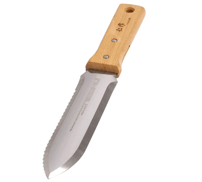 NISAKU NJP650 The Original Hori Hori Namibagata Japanese Stainless Steel Weeding Knife, 7.25-Inch Blade 