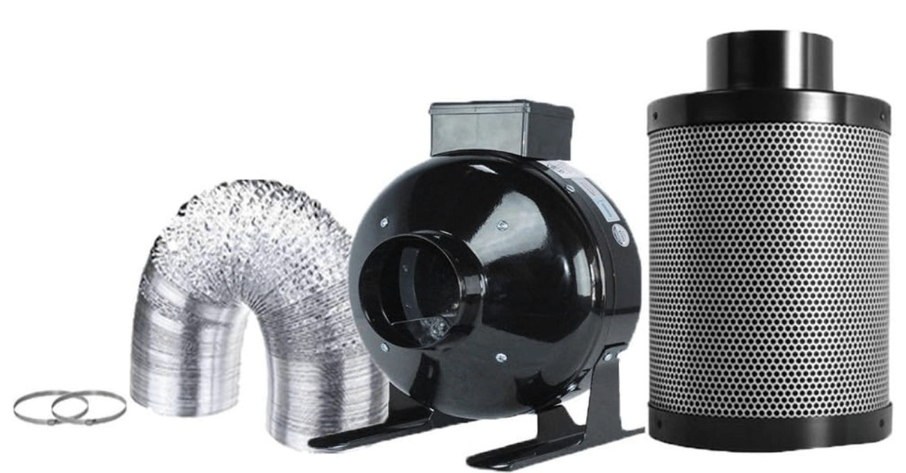 4 Inch Ventilation Kit System 4 Inch Inline Fan Strong Air Flow, 4 Inch Air Carbon Filter with Ducting and Clamps Combo Kit Effective Odor Control for Indoor Plant Grow Tent Kit
