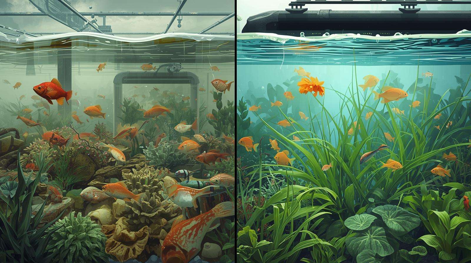 Comparison between poorly managed and properly balanced aquaponics systems