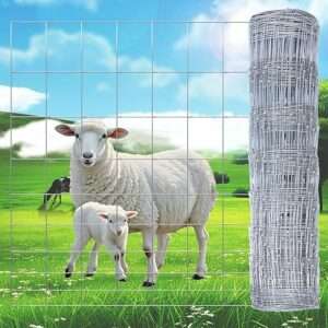 10 Gauge 4' * 165' Cattle Fence Panels, Farm Fence Galvanized Cattle Wire Mesh Fencing,Used to Hog Goat Fencing for Yard Garden and Field