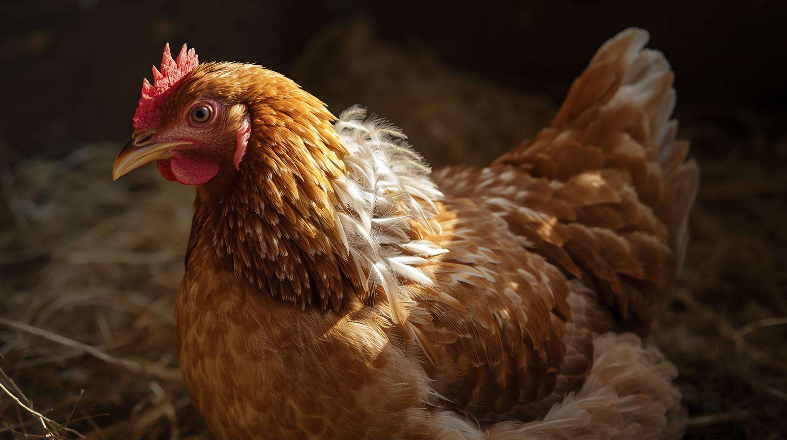 Hen showing feather loss during hard molt – helping chickens through a hard molt naturally