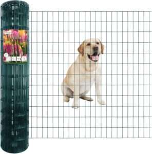 Green PVC Coated Welded Wire Fence 48 Inch x 50 Foot, 2 Inch x 4 Inch 14GA, Garden Border Fencing Roll Vinyl Coating Metal Wire Mesh Hardware Cloth for Yard Vegetable Plant Protection