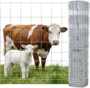 Cattle Fence 4ft x 328ft Heavy Duty Galvanized 14 Gauge Cattle Panel, Wire Fence for Yard Protection, Fencing for Yard and Animals Protection Livestock Poultry Enclosures,Farm Fence