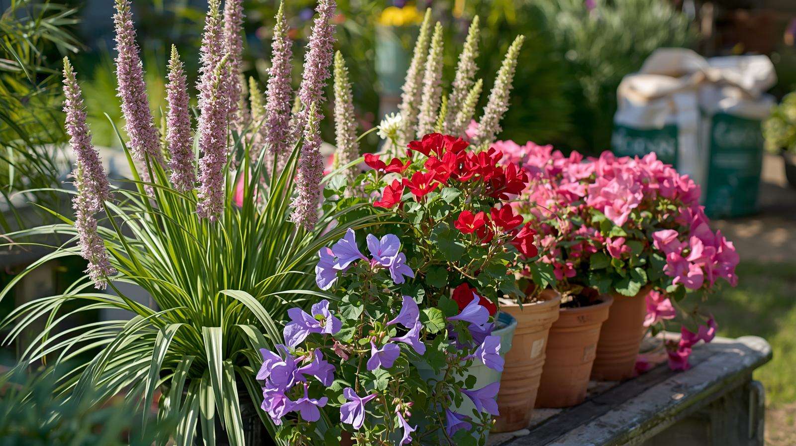 Plant selection for thriller filler spiller including cordyline geraniums and lobelia