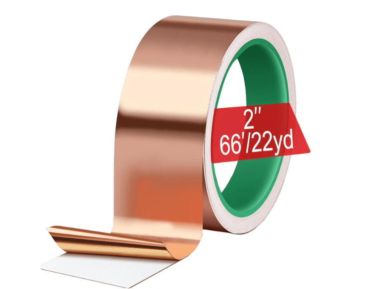 Copper Tape for Slugs and Snails 2In ×66FT Slug Tape Barrier 100% Copper Foil Conductive Adhesive for Soldering Sheilding Tape or Guitars, EMI, RF 22Yards