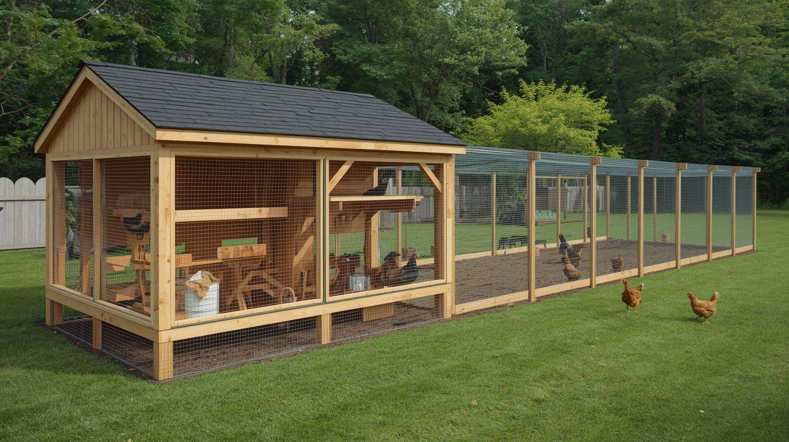 Expanded run with hardware cloth – adding space when fixing store-bought coops