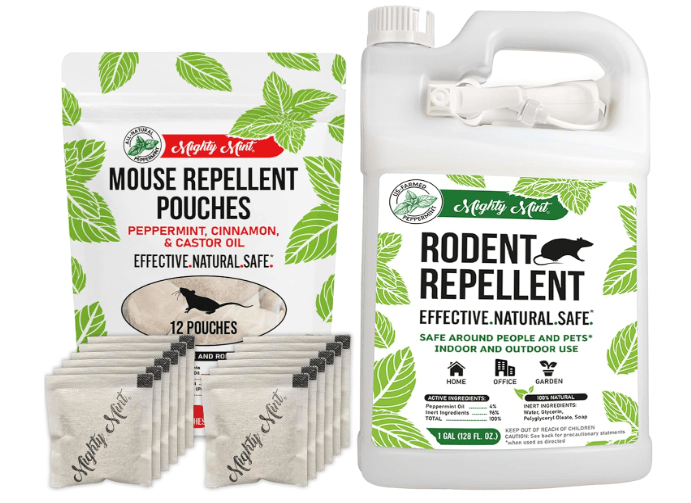 Mighty Mint Mouse Repellent Pouches & Rodent Repellent Gallon Bundle