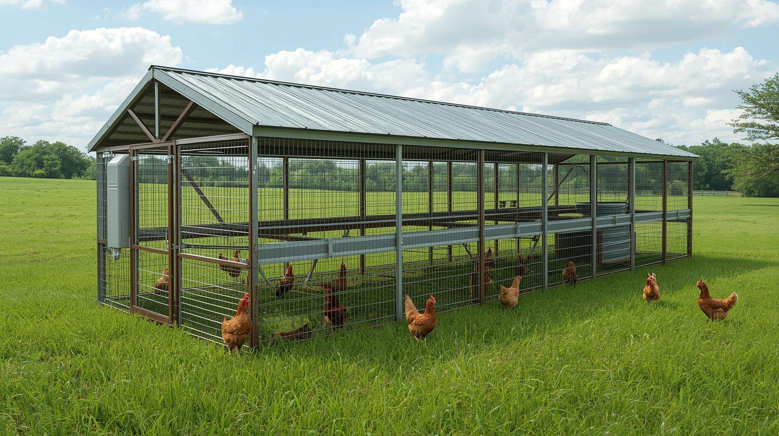 Predator-resistant chicken tractor with shade and secure features – safety for chicken tractors on pasture