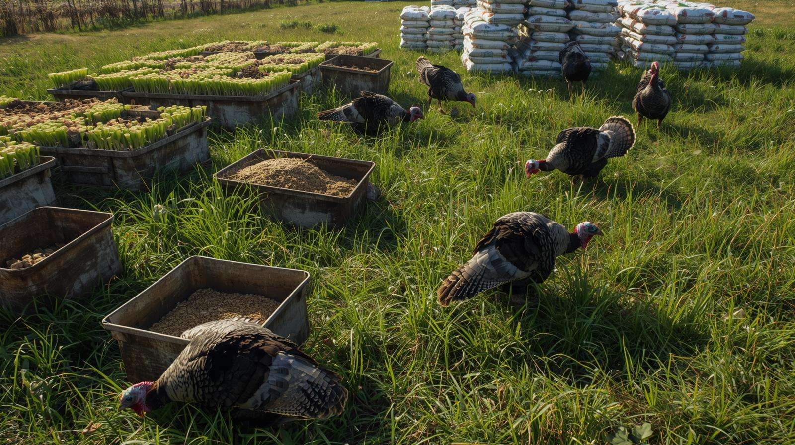 Pastured turkeys foraging with fodder – cost-saving tips for selling pastured turkeys