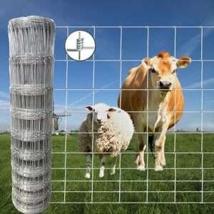 Farm Fence, 6FT x 328FT Heavy Duty Galvanized Steel Cattle Fence Panel, Farm & Garden Wire Fencing for Livestock & Poultry Enclosures, Durable Chain Link Fencing for Yard Protection, Cattle Panel