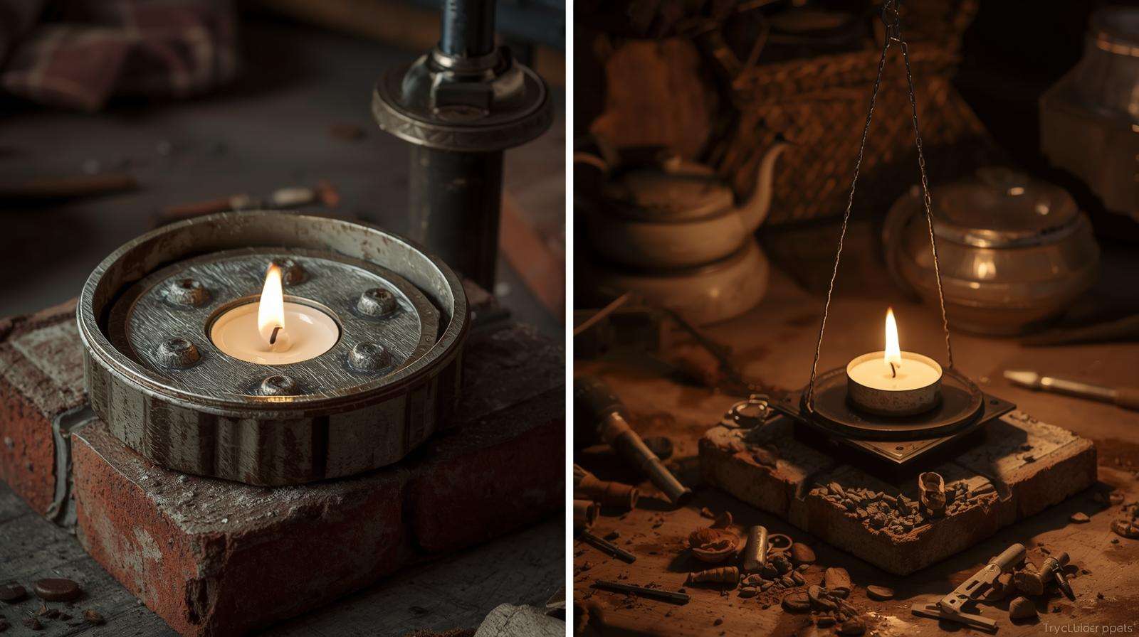 DIY cookie-tin heater under waterer – low-cost method for keeping chicken water from freezing off-grid