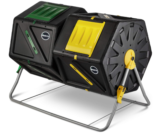 Miracle-Gro Large Dual Chamber Compost Tumbler – Easy-Turn, Fast-Working System – All-Season, Heavy-Duty, High Volume Composter with 2 Sliding Doors