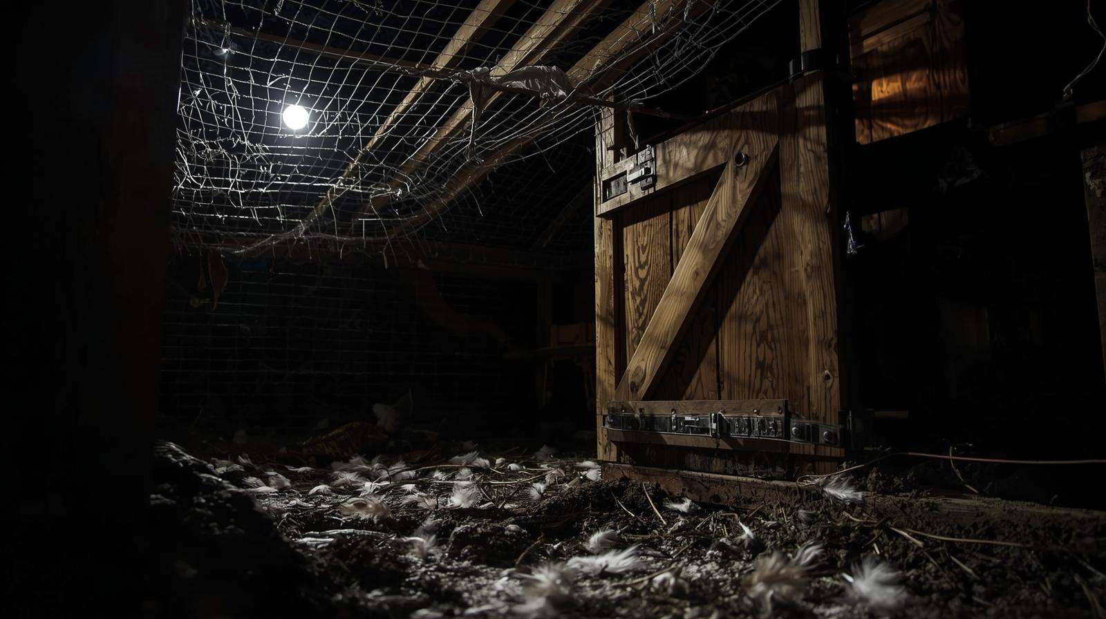 Flimsy hardware and torn wire on chicken coop – predator risks from common chicken coop design mistakes