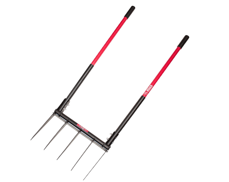 Bully Tools Broad Fork Garden Tool - Heavy Duty Broadfork for Loosening, Digging & Breaking Hard Soil - 5 Steel Tines for Cultivating & Tilling - Fiberglass Handles - 100% Made in the USA - 43.75 Inch
