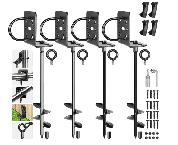 Heavy Duty Ground Anchors Shed Anchor Kit, Mobile Home Anchors with Multi Purpose Brackets, Earth Anchor for Sheds Canopy Gazebo Dog Runs Carport Tent