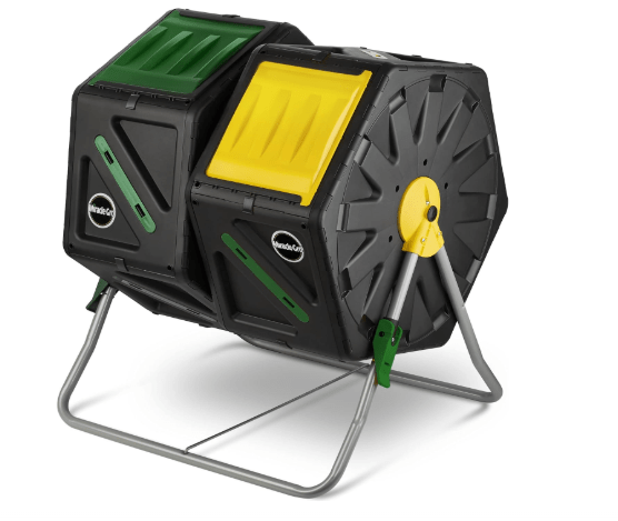 Miracle-Gro Dual Chamber Compost Tumbler – Easy-Turn, Heavy-Duty Outdoor Bin Composter with 2 Sliding Doors