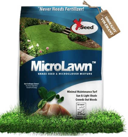 X-Seed Microlawn Grass Seed & Microclover Mix – Dense Self Feeding Lawn, Sun & Shade, Crowds Out Weeds, High Traffic, Drought-Resistant,