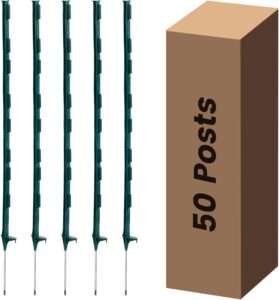 Toriexon 50 Pack Electric Fence Posts, 48 inch Step in Fence Post, Temporary Plastic Fence Posts for Farm Protection, Sturdy Fencing Post for Garden Yard