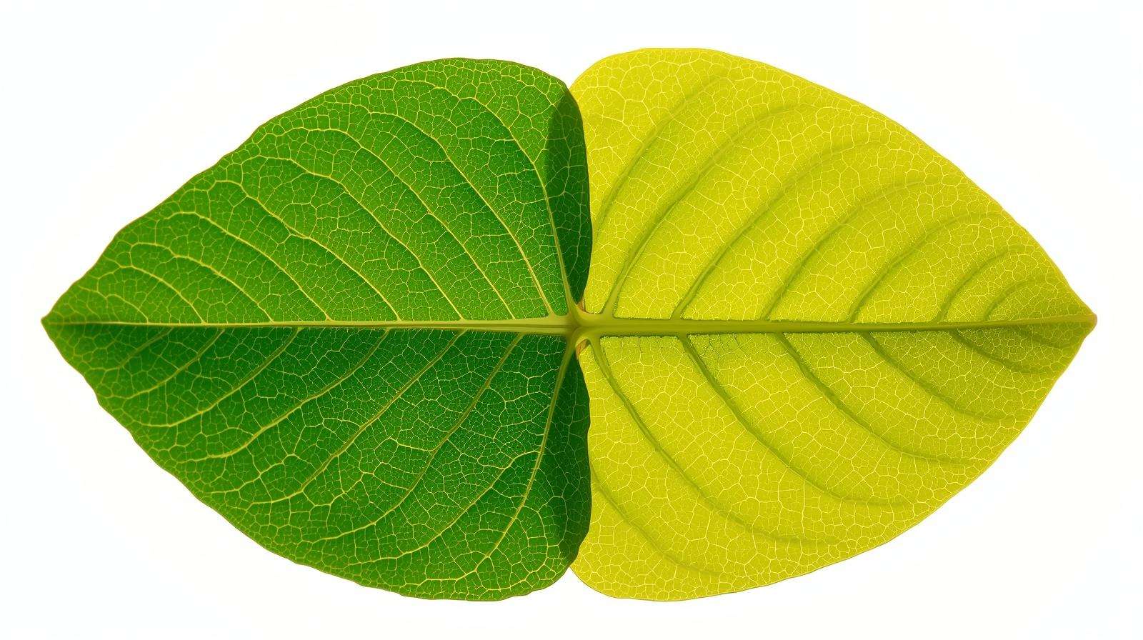 Close-up of interveinal chlorosis on hydroponic leaves showing iron deficiency yellowing in deep water culture system