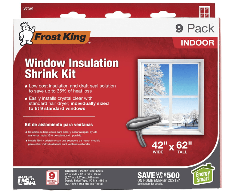 Frost King V73/9H Indoor Shrink Window Kit 42 62-Inch, Clear, 9-Pack