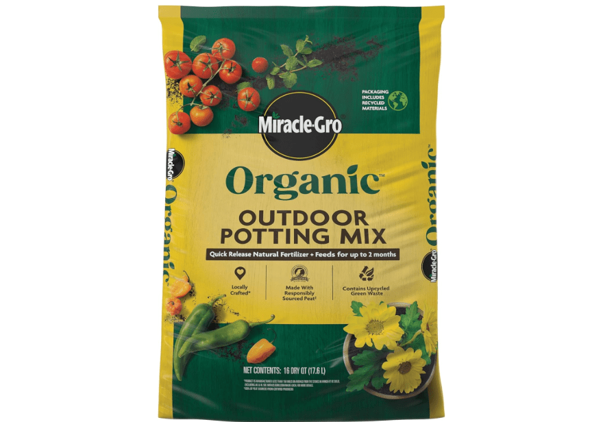 Miracle-GRO Organic Outdoor Potting Mix, for Outdoor Container Plants, Contains Quick-Release Natural Fertilizer, OMRI Listed, 16 qt.