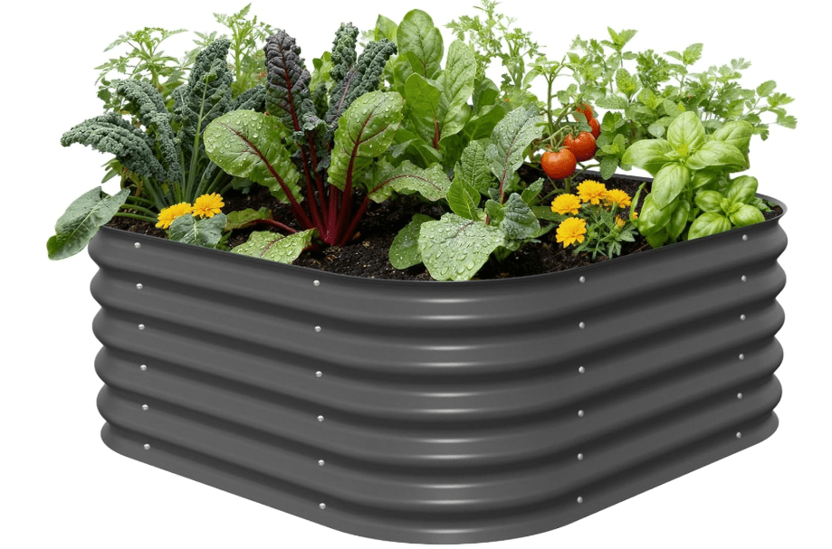 Vego garden Raised Garden Bed Kit, 17" Tall 4 in 1 Modular Metal Raised Garden Beds Kit, Metal Planter Box for Vegetables, Flowers, Herbs, Modern Gray