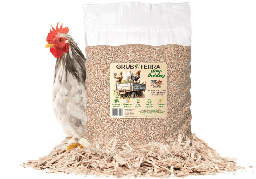 GrubTerra Ultra Premium Hemp Bedding for Chicken Coop Heater 3.2 Cu Ft - Litter Nesting Box Pads, Hamster, Mice, Guinea Pig, Absorbent, Dust-Free, Suitable for Poultry and Small Pets, 100% Natural