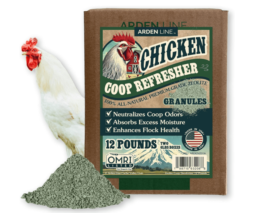 Chicken Coop Refresher – Natural Zeolite Odor Control & Moisture Absorption, OMRI Listed, Made in USA, 12 lb (2 x 6 lb Boxes)