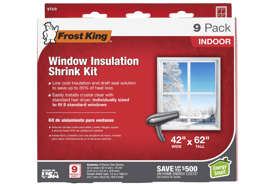 Frost King V73/9H Indoor Shrink Window Kit 42 62-Inch, Clear, 9-Pack