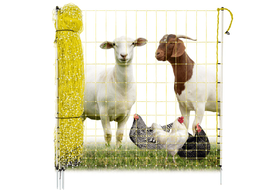 Premier 1 Portable Electric Chicken Net with Built-in Posts | 48"H x 82'L | Yellow Poultry Fence for Backyard Chickens, Ducks, Turkeys
