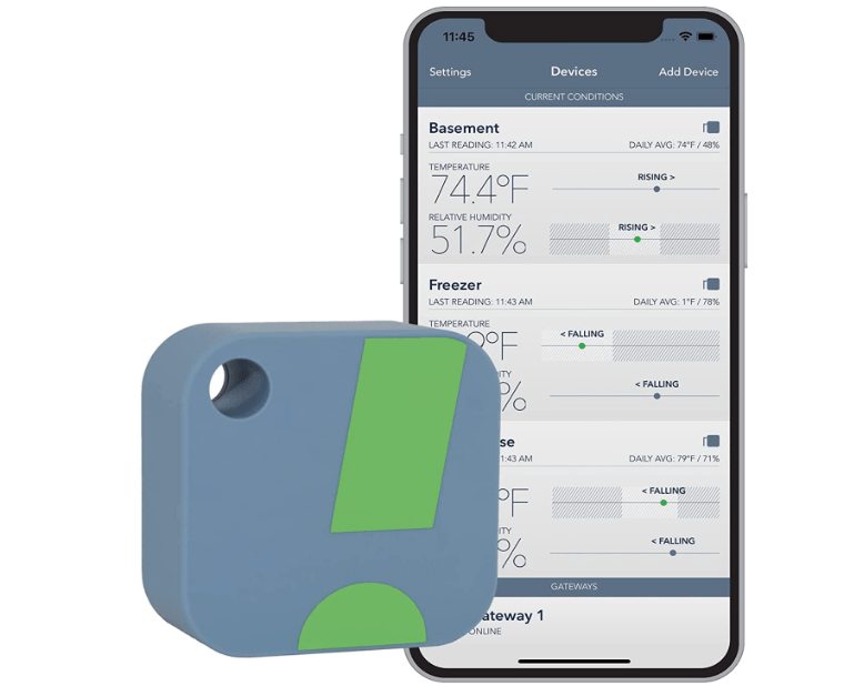 SensorPush HT1 Smart Temperature Sensor & Humidity Sensor - Thermometer & Hygrometer w/App Monitoring - Indoor/Outdoor Temperature and Humidity Monitor w/Heat Index for RV, Fridge & More
