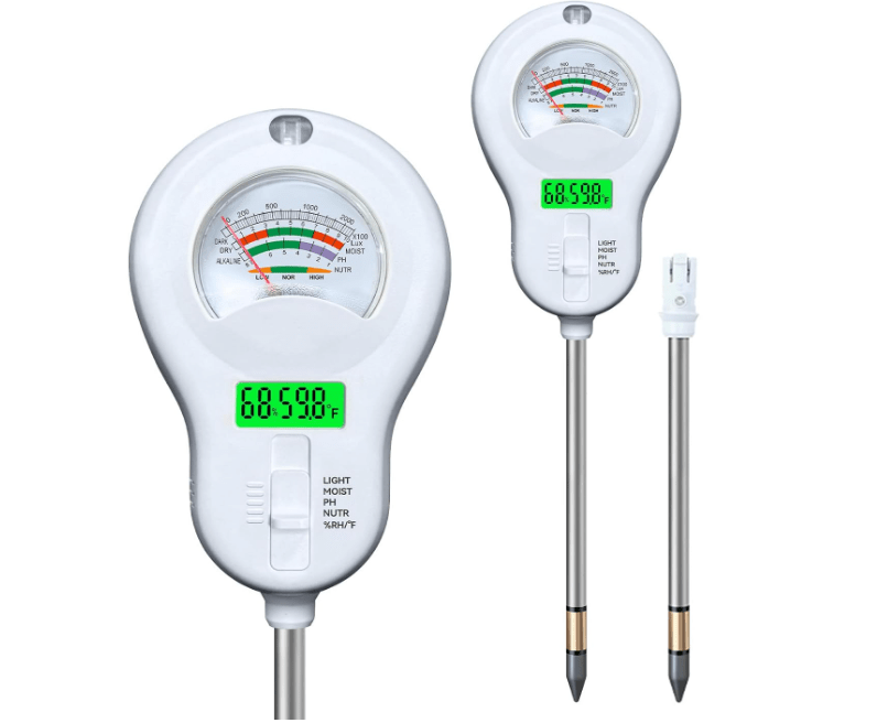 6in1 Multi-Function Soil Moisture Meters Tester Temperature/PH/Humidity/Moisture/Sunlight/Fertility Meter Soil Testing Analyzer Kit for Plants Farms Gardens Lawns Indoor Outdoor Plant Care
