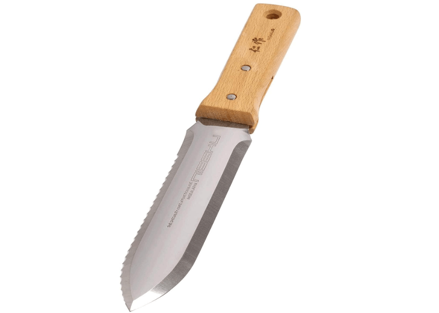 NISAKU NJP650 The Original Hori Hori Namibagata Japanese Stainless Steel Weeding Knife, 7.25-Inch Blade
