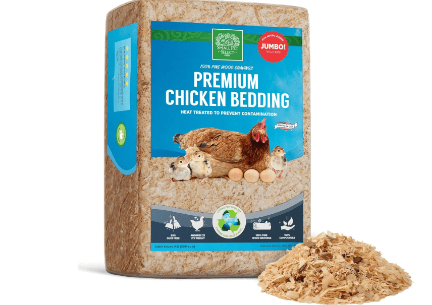Small Pet Select Pine Shavings Chicken Bedding, Chicken Coop Bedding, Wood Shavings, Great for Hen Nesting Boxes and Chick Brooders, 141L
