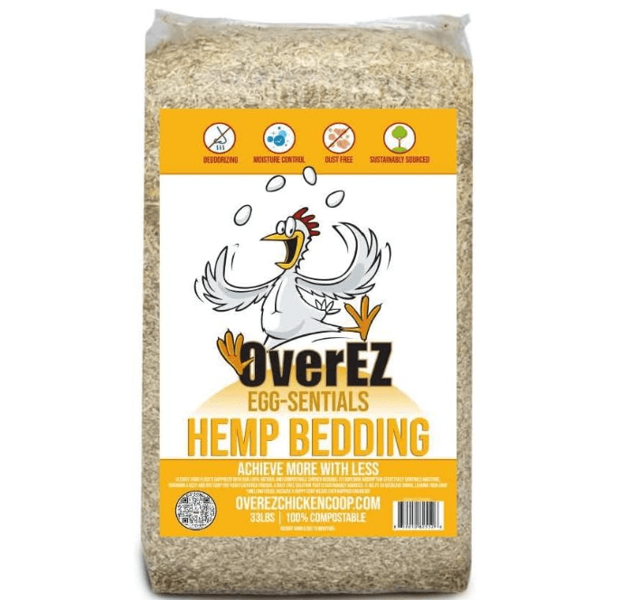[33lbs] OverEZ Hemp Chicken Bedding - Made from 100% Natural Hemp - Super Absorbent, Eco-Friendly, Eggcellent Odor Control, and Dust Free
