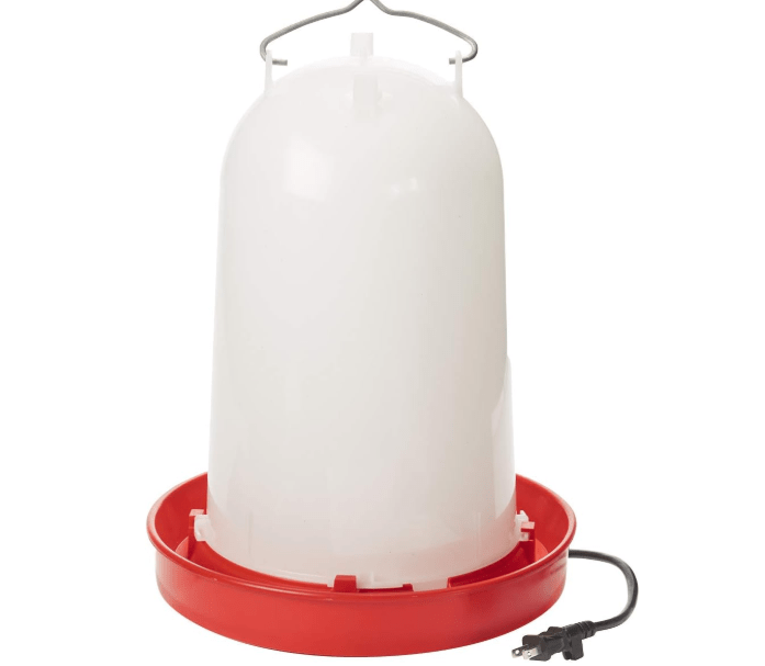 API 3 Gallon Heated Chicken or Bird Waterer with Overheating Protection, Galvanized Steel Handle, and Easy to Fill Funnel Design, White 