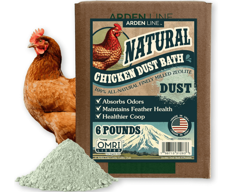 Zeolite Chicken Dust Bath, 6 lb | All-Natural Finely Milled Zeolite Dust | Natural Kraft Box Packaging | Made in The USA
